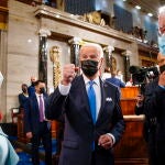 El presidente Joe Biden tras pronunciar su discurso