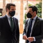 El presidente del PP, Pablo Casado, y el presidente de Andalucía, Juanma Moreno, en una imagen de archivo