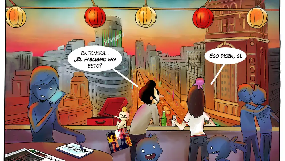 Viñeta de la serie Jules & Rebs, obra de Tanaka.