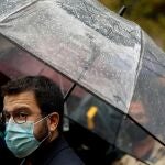 El vicepresidente del Govern en funciones, Pere Aragonés, interviene en el acto de homenaje a Francesc Layret con motivo del 1 de mayo