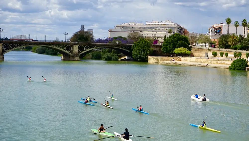 Desde los bares de Triana más próximos al Guadalquivir pueden apreciarse unas vistas magníficas de este río histórico.