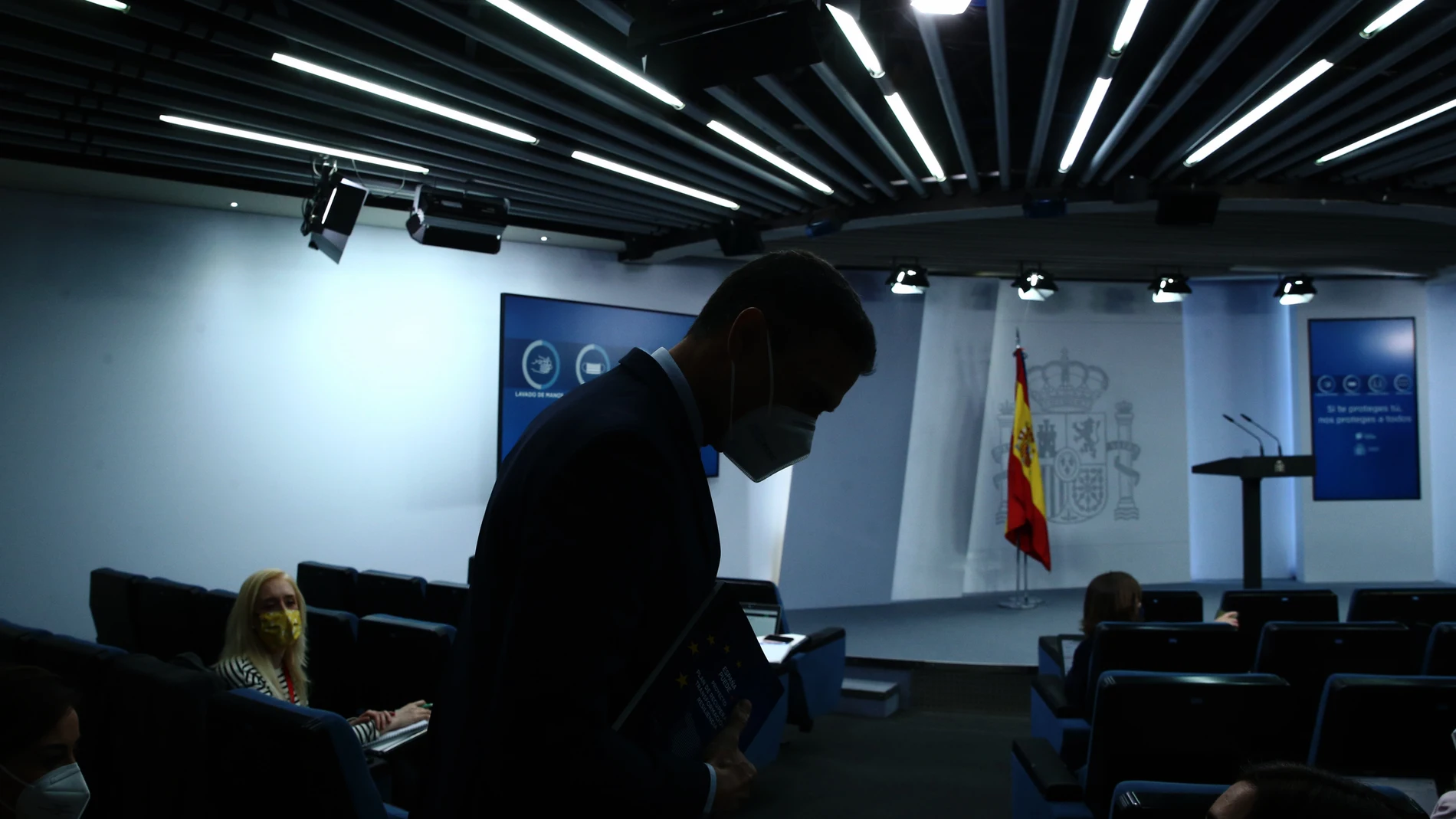El presidente del Gobierno, Pedro Sánchez, durante una de sus últimas comparecencias