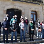 El presidente de la Diputación de Soria, Benito Serrano, junto con los alcaldes de los municipios beneficiados