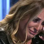 Rocío Flores, llorando en el plató de 'Supervivientes'