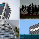 Logos de CaixaBank, Banco Santander, BBVA y Banco Sabadell