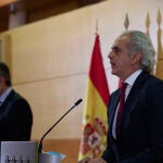 Enrique Ruiz Escudero, consejero de Sanidad en funciones de la Comunidad de Madrid, en una rueda de prensa reciente.