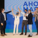 El secretario de Organización del PP, Teodoro García Egea (2i), y la nueva presidenta del PP en Castellón, Marta Barrachina (centro), durante el XV Congreso Provincial del PP de Castellón