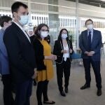 El presidente Ximo Puig y la vicepresidenta Oltra durante una visita a un residencia de Vinaroz