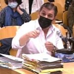 MADRID, 11/05/2021.- Captura de video de la señal institucional del Tribunal Superior de Justicia que muestra al acusado César Román Viruete, conocido como el Rey del Cachopo, mientras declara este martes ante el jurado popular encargado de juzgarle en la Audiencia Provincial de Madrid por supuestamente matar y descuartizar en agosto de 2018 a su pareja, Heidi Paz. EFE/ Tribunal Superior de Justicia de Madrid SOLO USO EDITORIAL/SOLO DISPONIBLE PARA ILUSTRAR LA NOTICIA QUE ACOMPAÑA (CRÉDITO OBLIGATORIO)