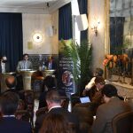 Luis Garzón, Joaquín Domínguez, Luis Miguel Pombeiro y el torero Eduardo Dávila Miura, hoy en el acto de presentación del congreso taurino