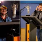 Santiago Segura y José Mota en el estudio de grabación