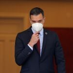 El presidente del Gobierno, Pedro Sánchez, en el Complejo de la Moncloa