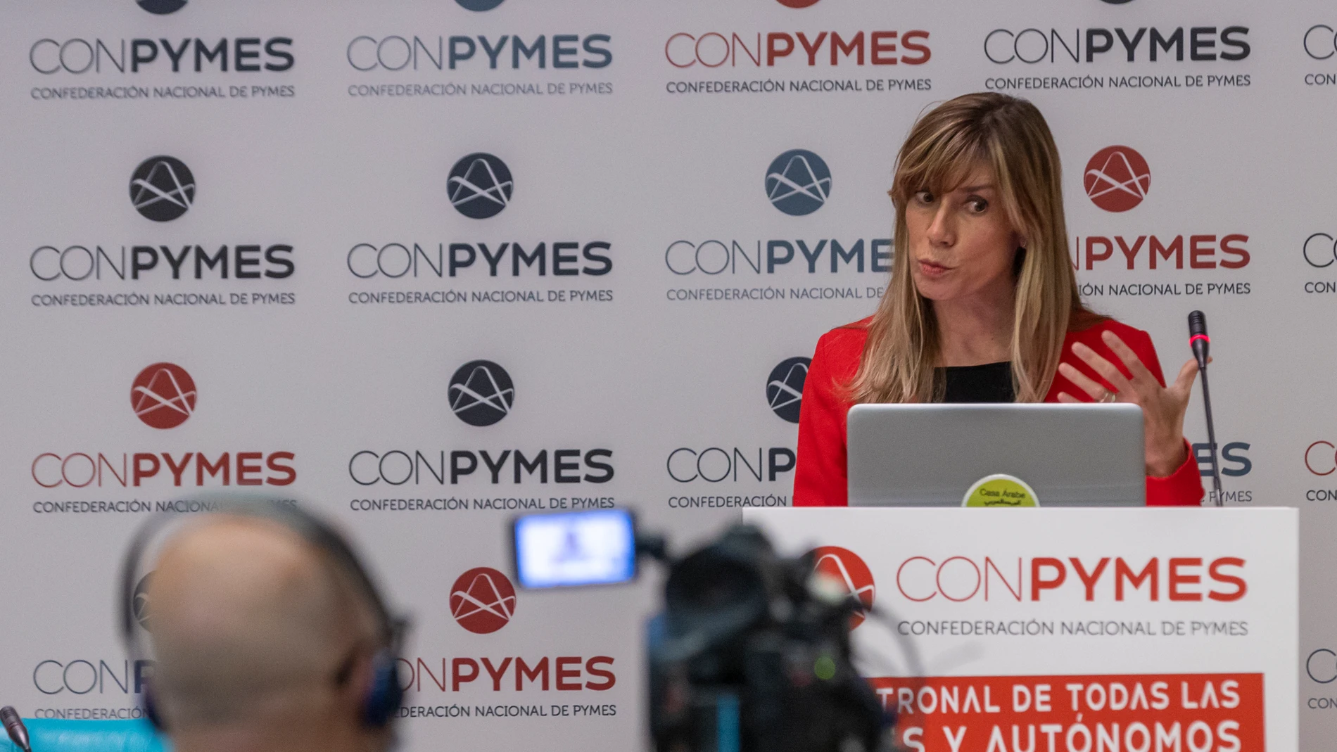 Begoña Gómez, esposa de Pedro Sánchez, durante la presentación de la nueva patronal Conpymes