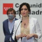 La presidenta de la Comunidad en funciones, Isabel Díaz Ayuso, ayer en Fitur