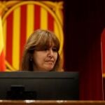 La presidenta del Parlament, Laura Borrás, durante la segunda jornada del debate de investidura