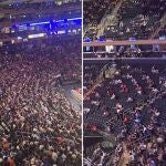 Gradas del Madison Square Garden, con los vacunados en un lado y los no vacunados, en otro.