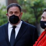 El líder de ERC Oriol Junqueras, durante la toma de posesión de Pere Aragonès.