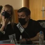 César Román junto a su abogada, Ana Isabel Peña, en la sesión de hoy