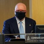 El comisario jubilado José Manuel Villarejo, que salió de prisión en marzo después de tres años y medio, durante su comparecencia ante la comisión parlamentaria "Kitchen"