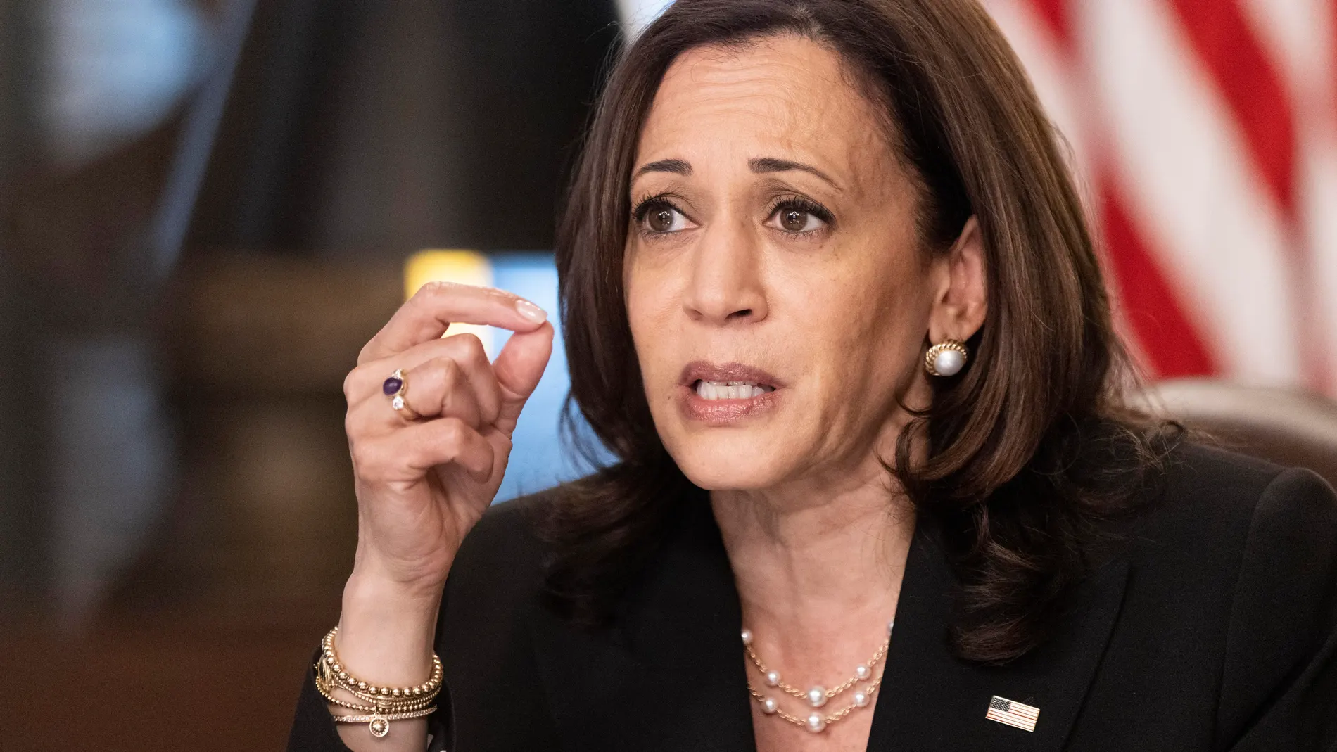 Washington (United States), 27/05/2021.- US Vice President Kamala Harris speaks during a meeting in the Vice President's Ceremonial Office in Washington, DC, USA, 27 May 2021. Harris will travel to Guatemala and Mexico early next month, after pledging more than 300 million US dollars in additional humanitarian aid for Northern Triangle countries that include Guatemala, Honduras and El Salvador. (Estados Unidos) EFE/EPA/Ting Shen / POOL