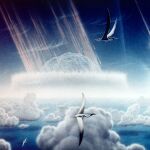 Representación artística del impacto que tuvo lugar hace 64 millones de años.