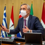 El secretario general de la OTAN, Jens Stoltenberg, en una rueda de prensa