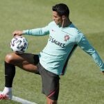 Cristiano Ronaldo, durante el último entrenamiento de la selección portuguesa