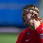 El noruego Erling Haaland, durante un entrenamiento