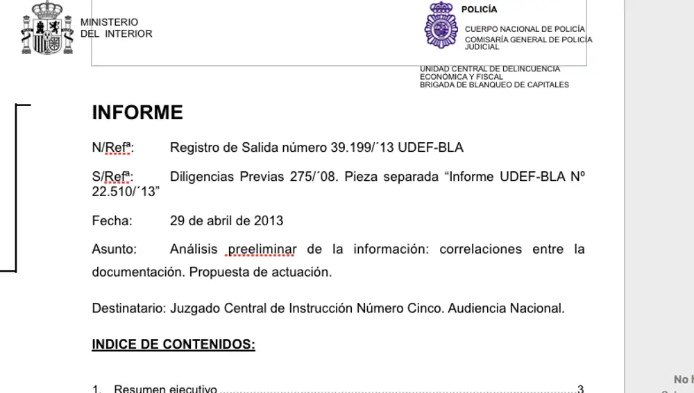 Extracto del informe de Manuel Morocho