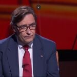 El líder del PSC en el Parlament, Salvador Illa, en una entrevista de TV3 y Catalunya Ràdio