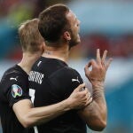 Marko Arnautovic con Austria frente a Macedonia.