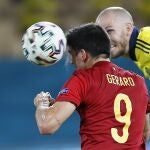 Gerard Moreno, en un remate ante Suecia