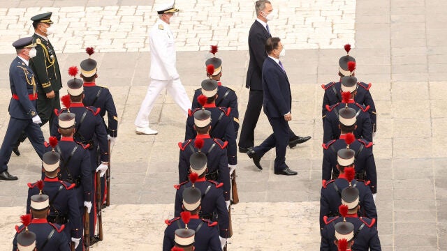 El Rey Felipe VI con el presidente de la República de Corea, Moon Jae-in, ayer, en Madrid