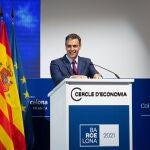 El presidente del Gobierno, Pedro Sánchez, durante el anuncio del fin de las mascarillas