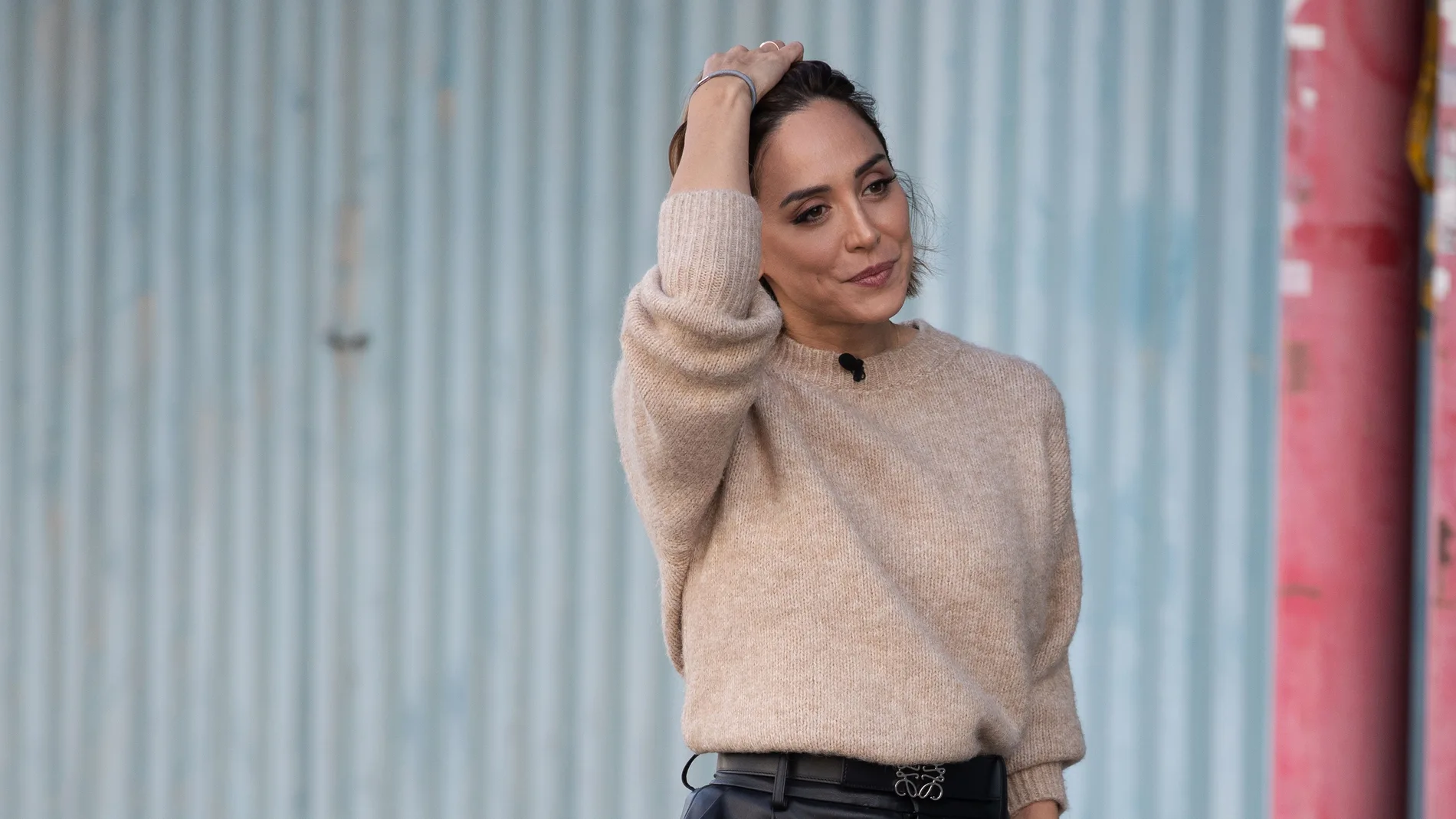 Tamara Falco on the set tv show "Desafio" in Madrid