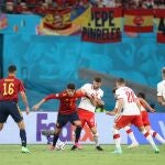Pancartas en un partido de España en la primera fase