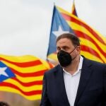 El presidente de ERC, Oriol Junqueras, a su salida de la cárcel tras ser indultado por el Gobierno