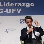 El expresidente del Gobierno, José María Aznar, durante la clausura del curso 2020/2021 del Máster Universitario en Acción Política, Fortalecimiento Institucional y Participación Ciudadana en el Estado de Derecho de la Universidad Francisco de Vitoria