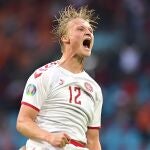 Kasper Dolberg con Dinamarca. EFE/EPA/Olaf Kraak / POOL