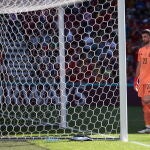 Unai Simón, después de encajar el primer gol contra Croacia.