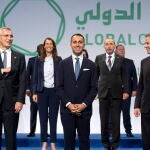 El secretario general de la OTAN, Jens Stoltenberg, el ministro de Exteriores italiano, Luigi Di Maio, y su homólogo estadounidense Antony Blinken, en Roma