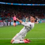 Morata celebra su gol contra Italia