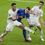 Sergio Busquets con la selección española en la Eurocopa.