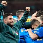 Los jugadores de Italia celebran la victoria frente a España en la Eurocopa 2020