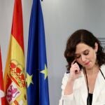 Rueda de prensa de Isabel Díaz Ayuso tras su reunión con Pedro Sánchez en la Moncloa.