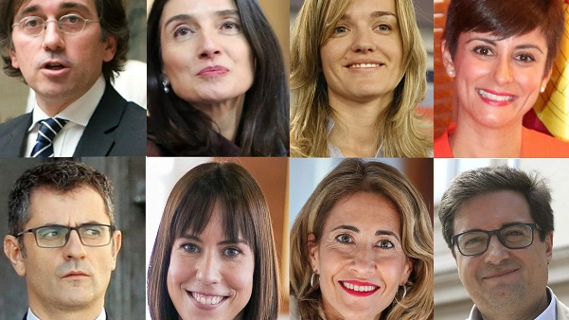 Nuevos Ministros y Jefe de gabinete. José Manuel Albares, Pilar Llop, Pilar Alegría, Isabel Rodríguez, Félix Bolaños, Diana Morant, Raquel Sánchez y el nuevo jefe de Gabinete, Óscar López.