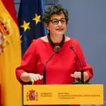 La ex ministra de Asuntos Exteriores Arancha González Laya se despidió de la cartera, en la imagen, el pasado julio