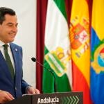 El presidente de la Junta de Andalucía, el popular Juanma Moreno, en un acto en Cádiz