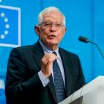 Josep Borrell se dirige a la Prensa tras el Consejo de Ministros de Exteriores de la UE celebrado hoy en Bruselas