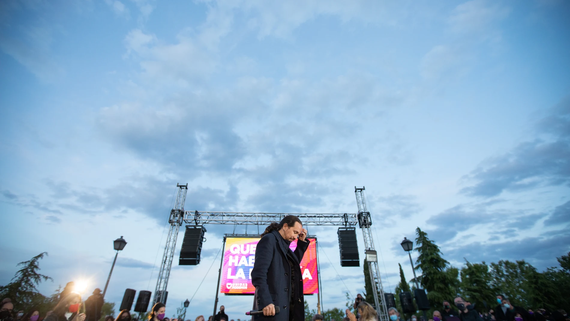 Pablo Iglesias en el mitin de cierre de campaña de Unidas Podemos en Vicálvaro